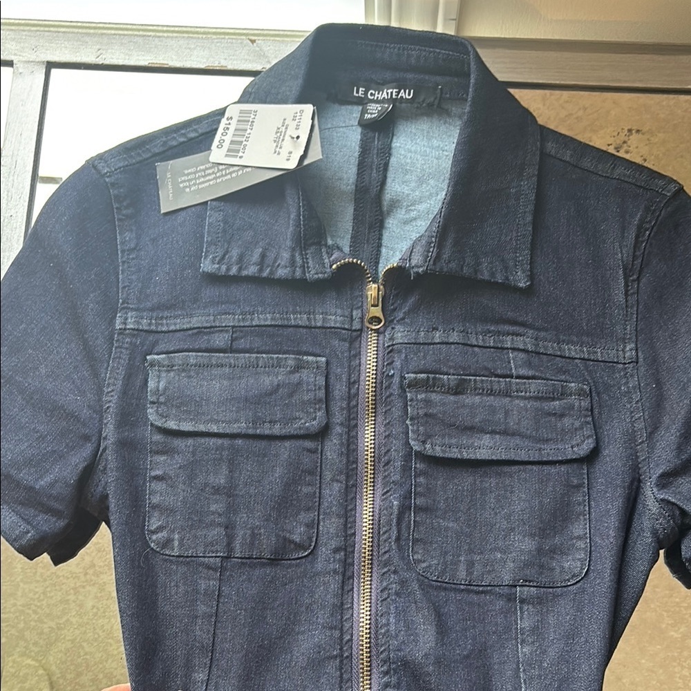 Le Chateau Dark Denim Short Sleeve Dress - Picture 10 of 12